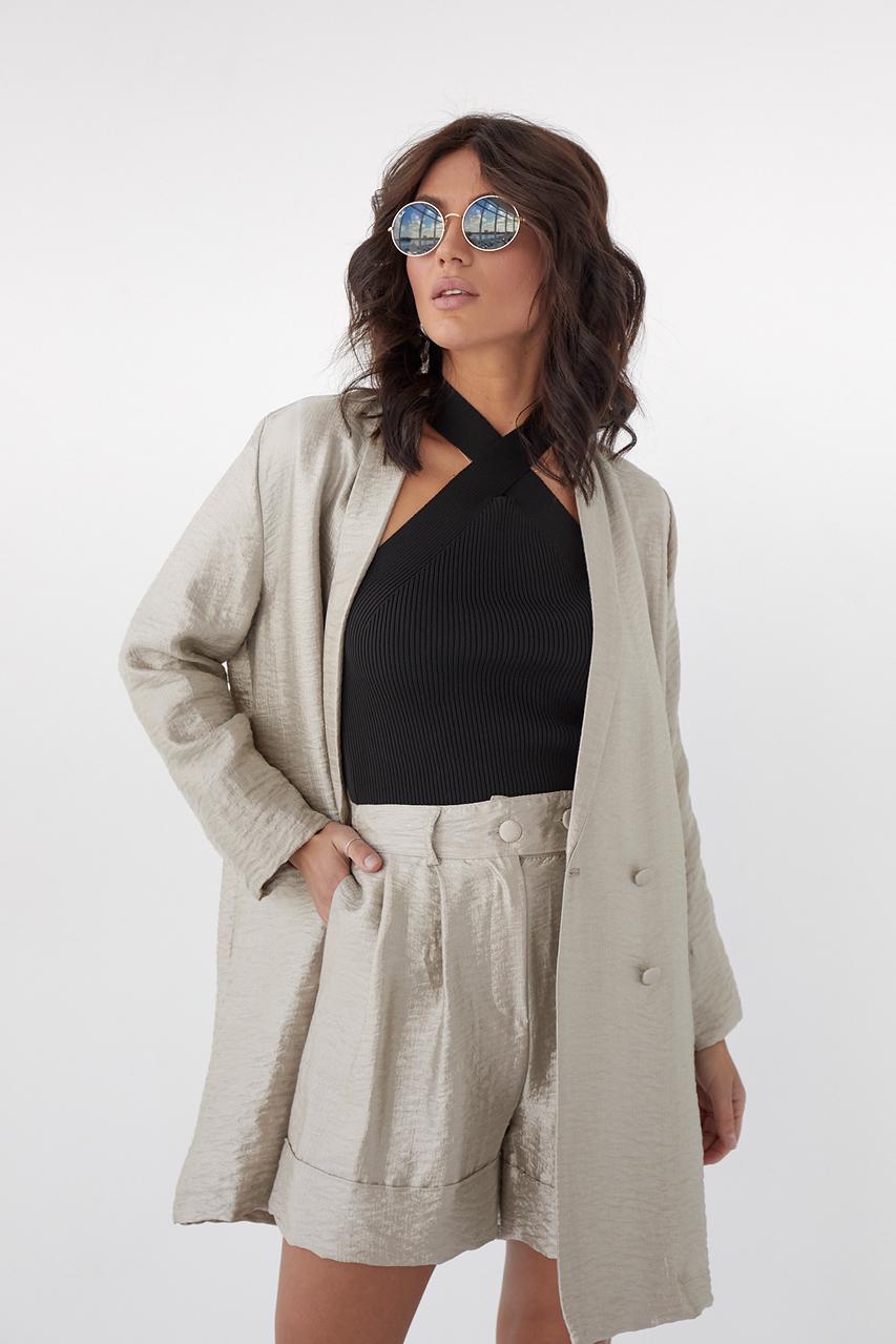 Платье-пиджак QUZU с отложным воротником S Бежевый (9528546) - фото 4 Платье-пиджак QUZU с отложным воротником S Бежевый (9528546) - фото 4