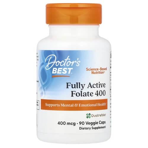 Фолиевая кислота B-9 Doctor's Best Folate 400 с Quatrefolic 400 mcg 90 Veggie Caps (DRB-00262)