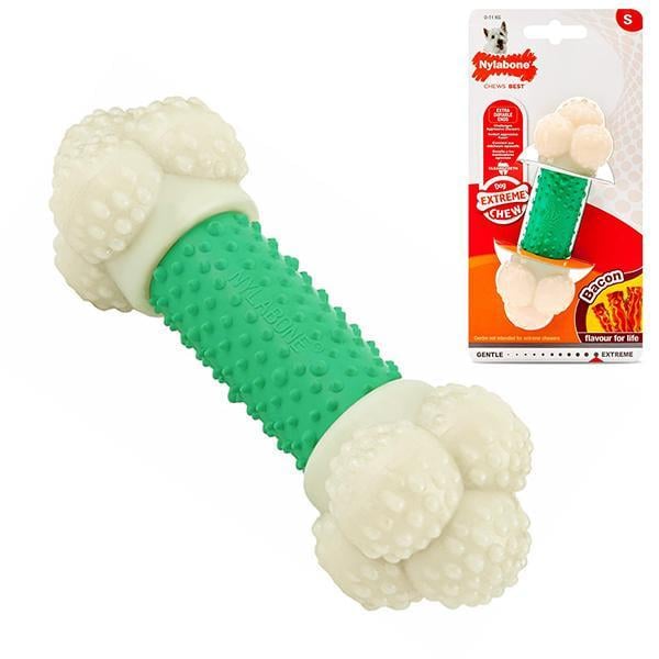 Игрушка для собак жевательная Nylabone Extreme Chew Double Action со вкусом бекона 12x4x4 см