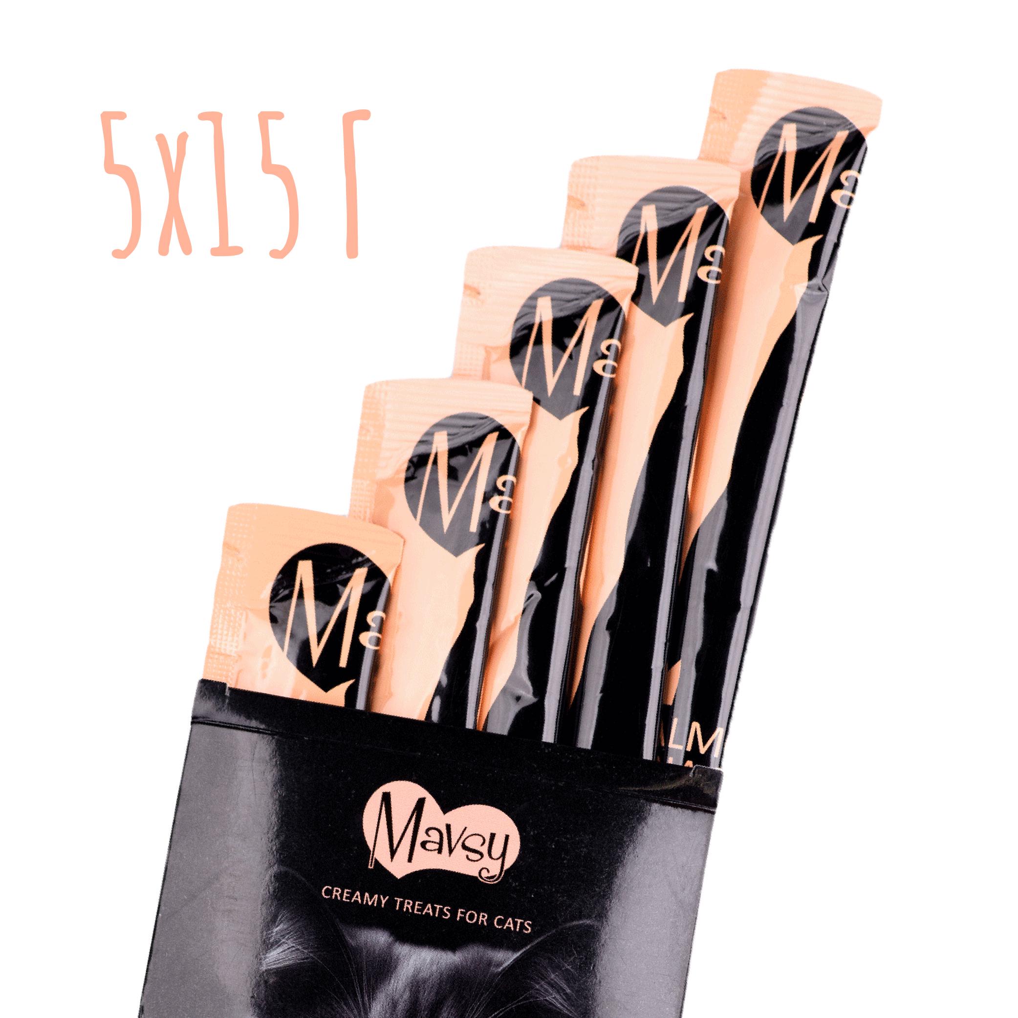 Ласощі кремові для котів Mavsy Creamy superfood SALMON AND TUNA FILLET WITH ALFALFA AND SPLASHED OF CATNIP FOR CATS, 15 г/5 шт. - фото 2 Ласощі кремові для котів Mavsy Creamy superfood SALMON AND TUNA FILLET WITH ALFALFA AND SPLASHED OF CATNIP FOR CATS, 15 г/5 шт. - фото 2