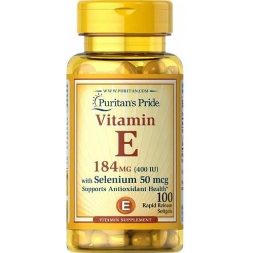 Вітамін E Puritan's Pride Vitamin E 400 IU with Selenium 50 мкг 100 Softgels