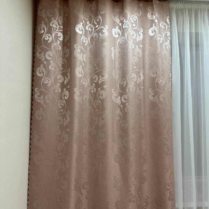 Штори Toscana жаккардові 1,5х2,7 м 2 шт. Пудровий - фото 2 Штори Toscana жаккардові 1,5х2,7 м 2 шт. Пудровий - фото 2