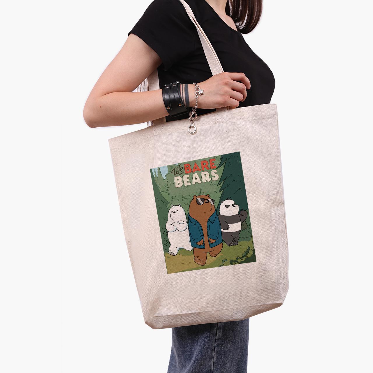 Эко сумка шоппер We Bare Bears 41x39x8 см Бежевый (9227-2664-WTD)