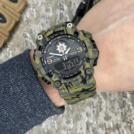 Наручные часы Patriot 001CMGRPO Полиция с коробкой Зеленый камуфляж - фото 4