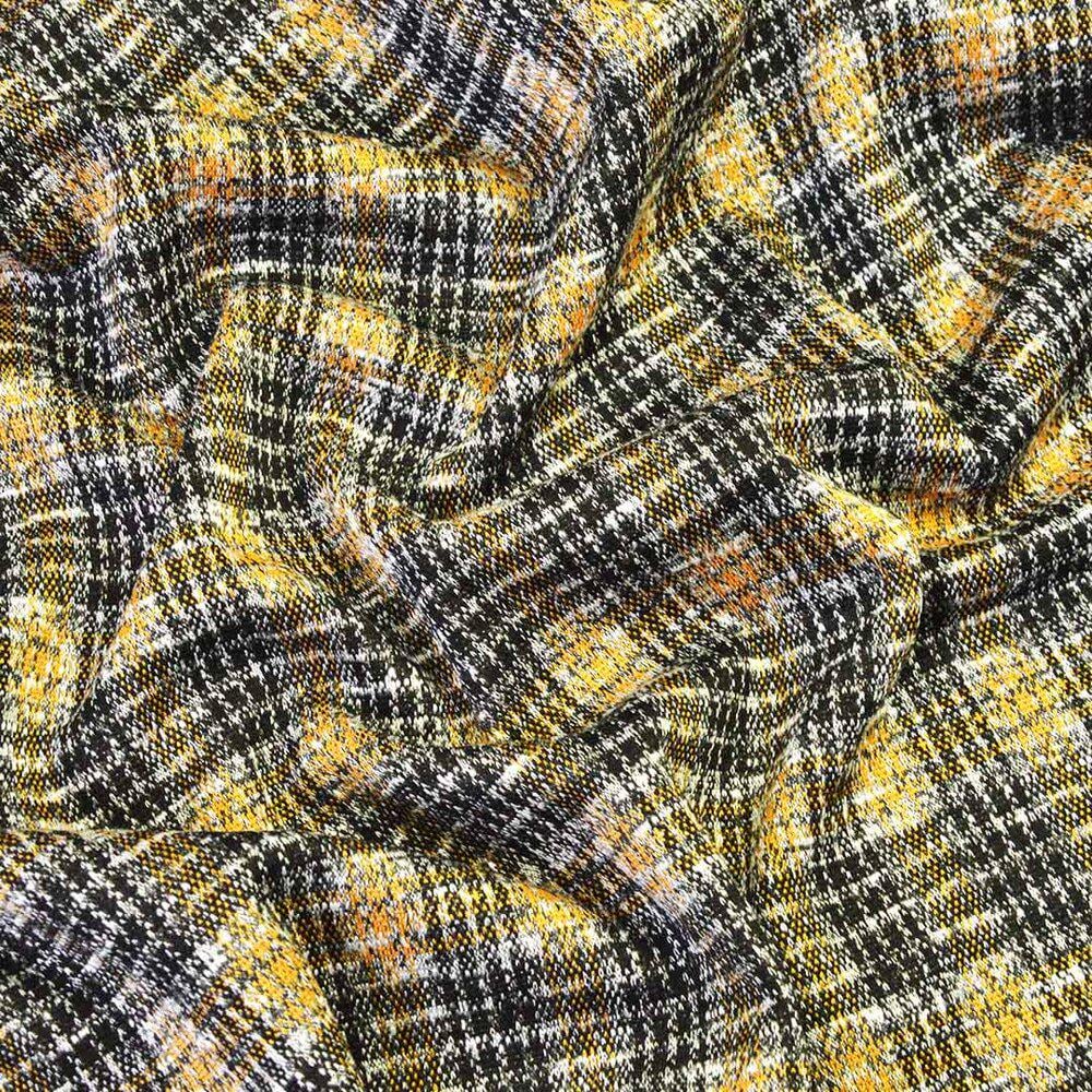 Ткань трикотаж жаккард Леонсия V-5/2 Черный/Горчица (17245)