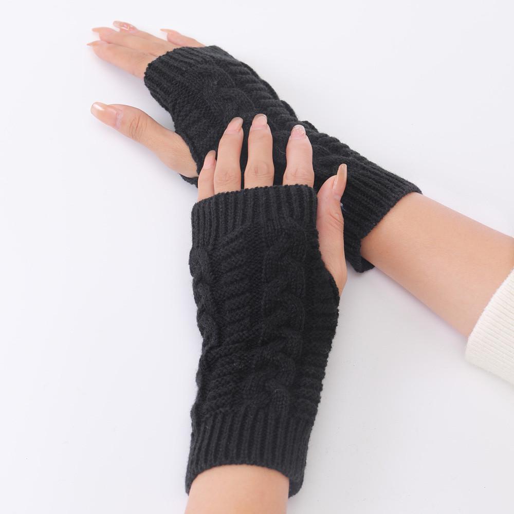 Митенки вязаные короткие One size Черный (2324) - фото 2 Митенки вязаные короткие One size Черный (2324) - фото 2