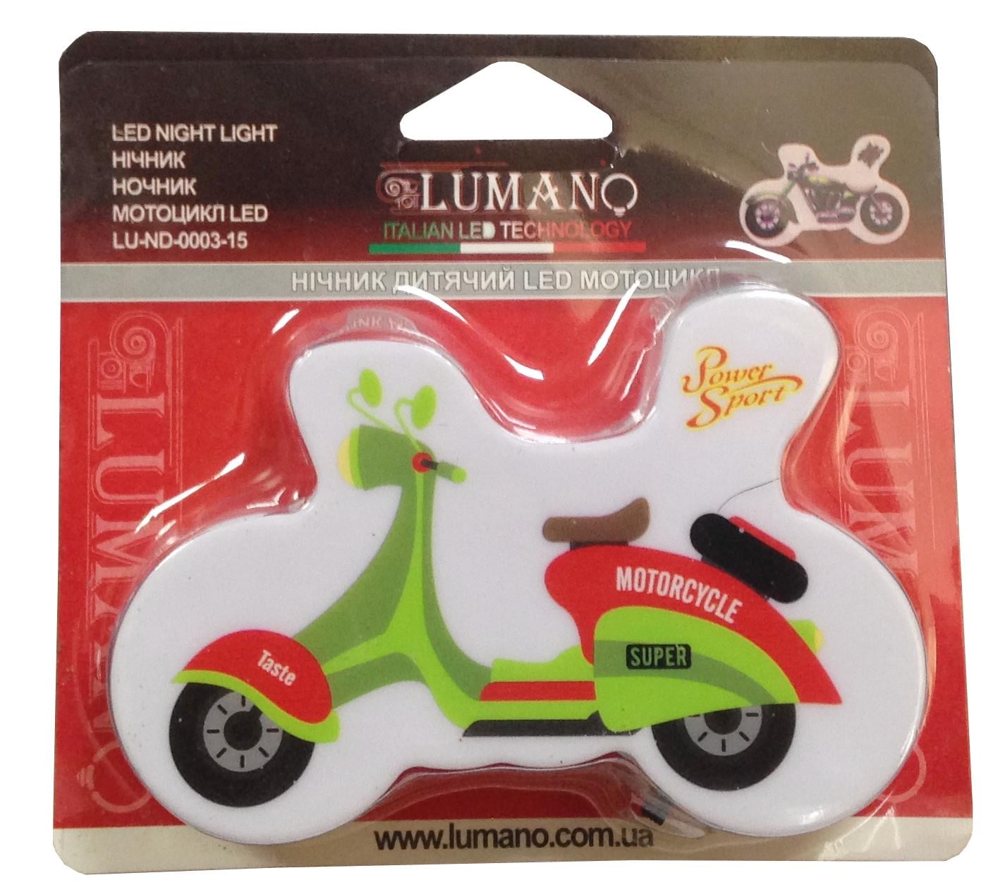 Нічник дитячий LED Lumano Мотоцикл 1,0W (LU-ND-0003-15) Нічник дитячий LED Lumano Мотоцикл 1,0W (LU-ND-0003-15)