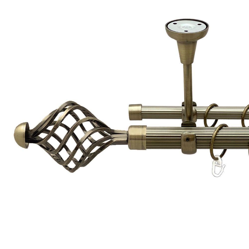 Карниз для штор Orvit Арезо двухрядный рифленый 160 см Антик (00-00018697)