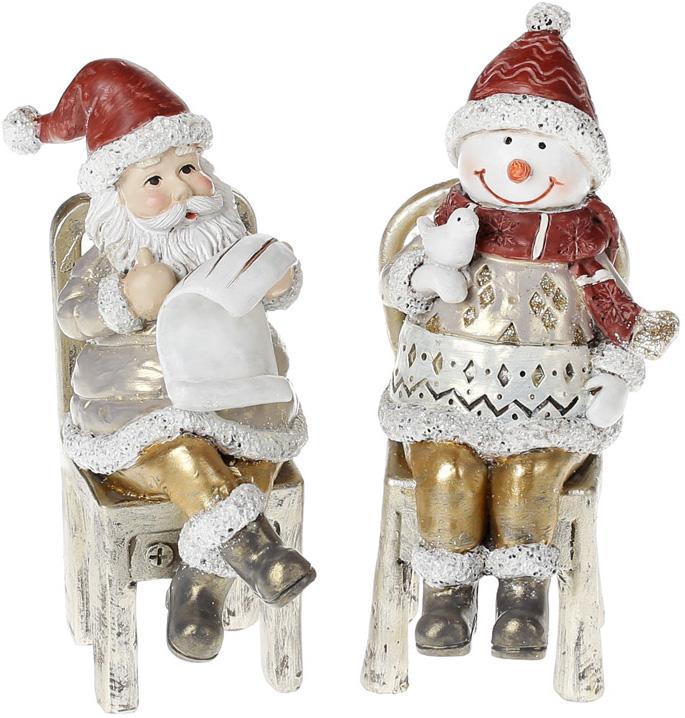 Набор 2 статуэтки Санта со Снеговиком 16,5 см