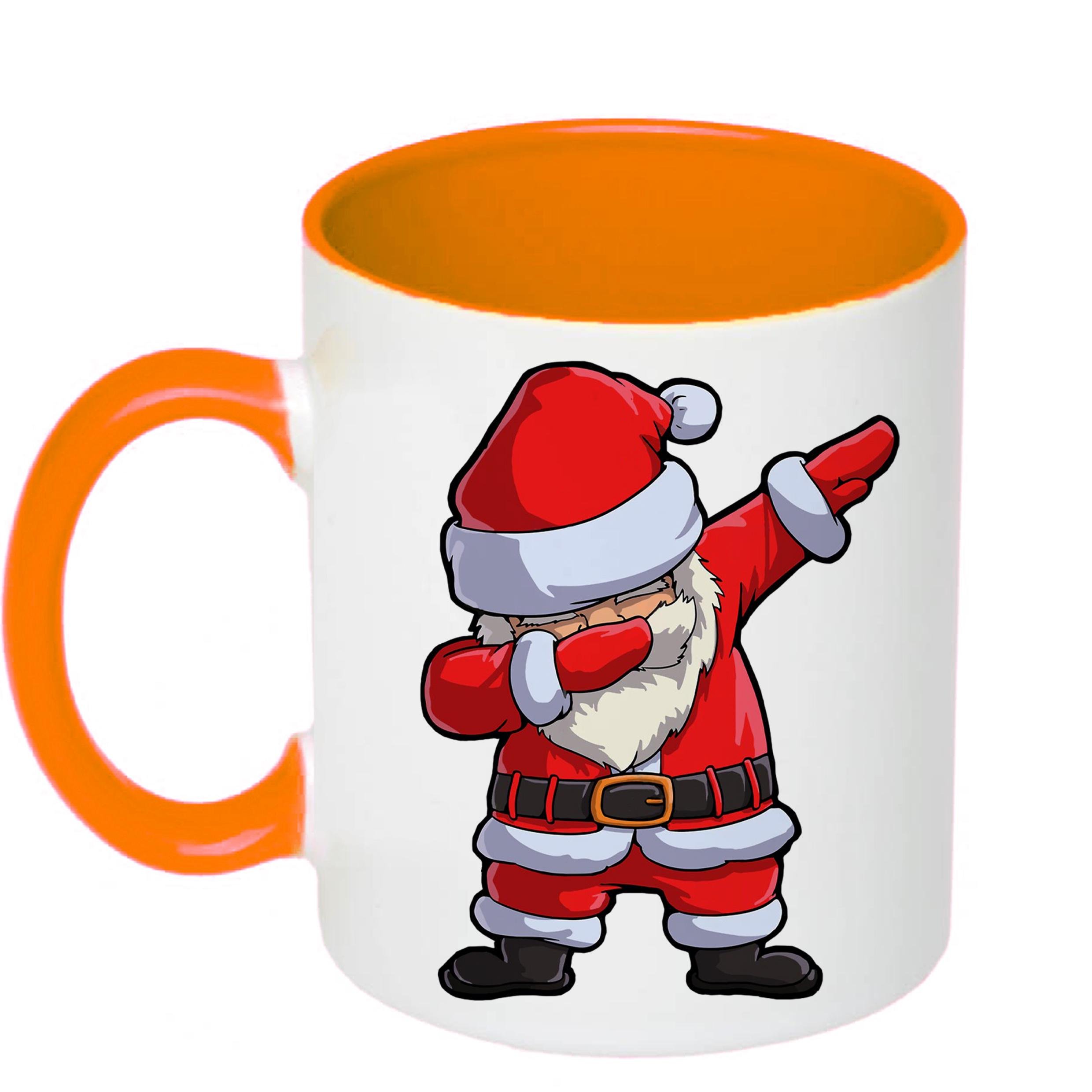 Чашка с новогодним принтом Санта "Санта-Клаус деб" 330 мл Оранжевый (16632) - фото 2