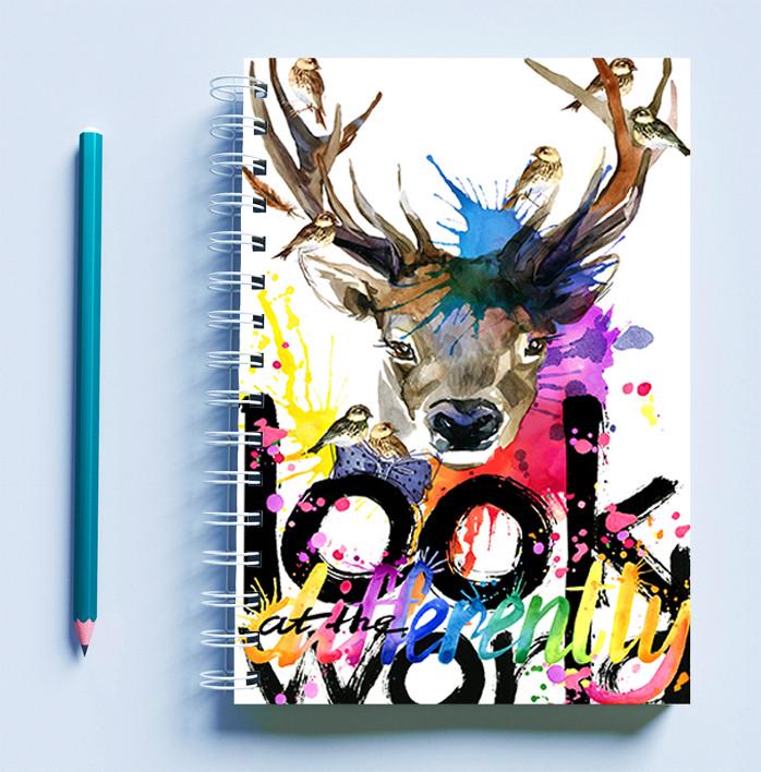 ᐉ Скетчбук блокнот для рисования с принтом Look world at the differentty