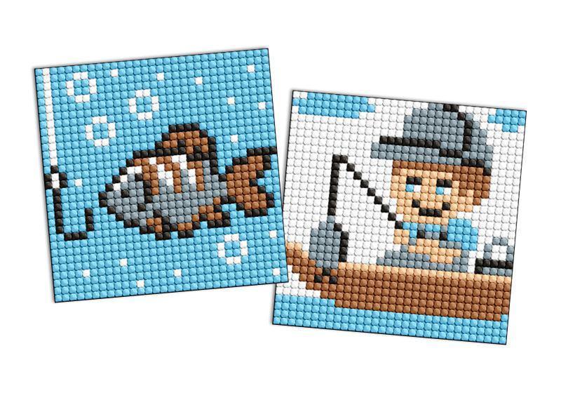 Алмазная мозаика на стикере Ideyka Профессии Рыбалка из 2 сюжетов 9х9 см (Id-AMS1148)