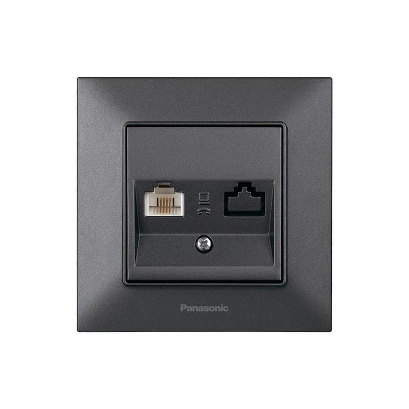 Розетка компьютерная Panasonic Arkedia Slim RJ45 Cat 6е ABS Дымчатый (WNTC04052DG-UA1)