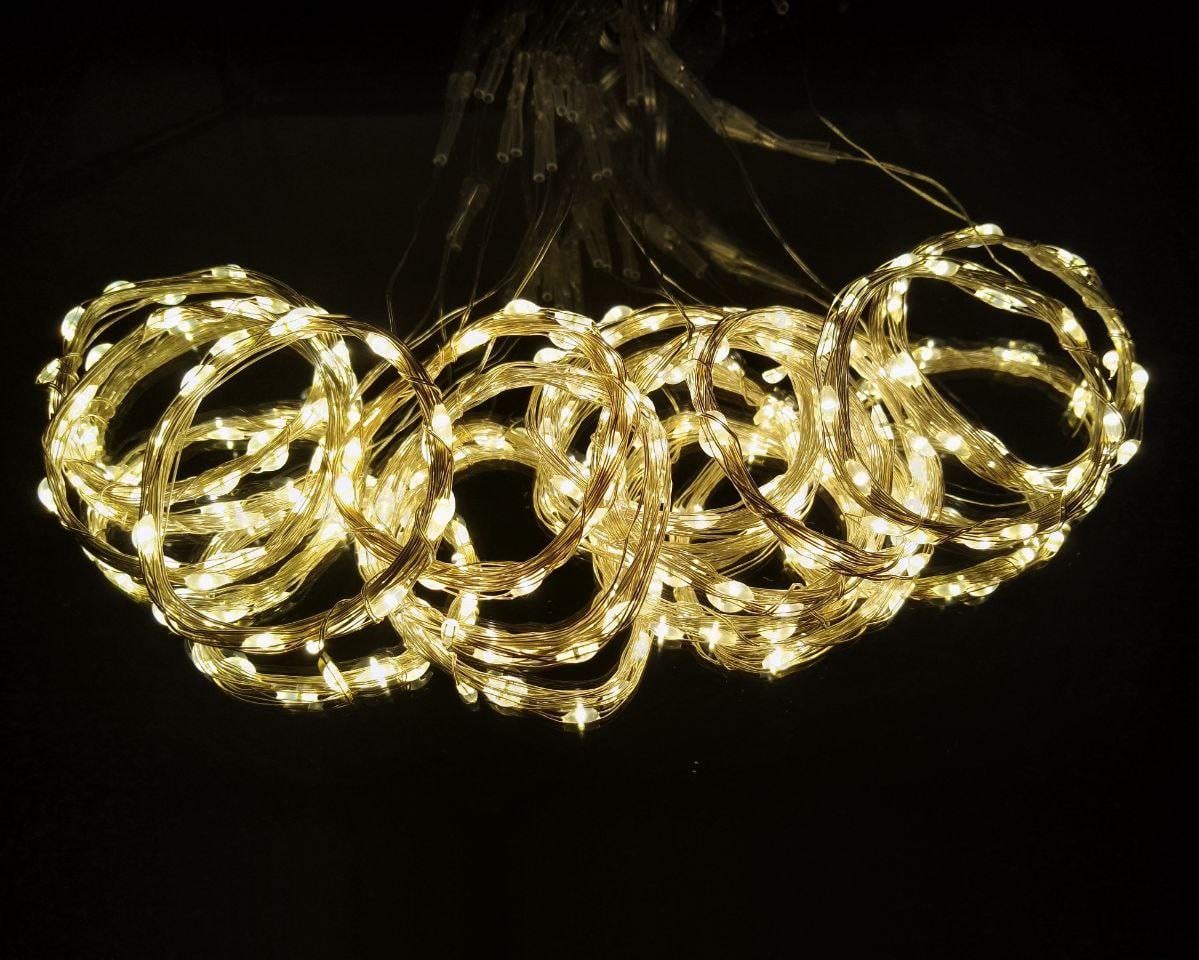 Гірлянда штора світлодіодні краплі від USB 8 режимів з пультом 3x2 м 200LED Теплий білий