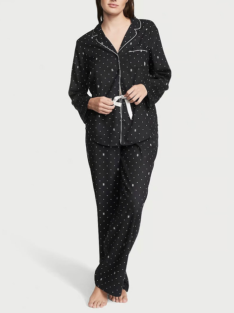 Піжама сорочка/штани фланель Victoria's Secret Long Pajama Set M Чорний (26710129)