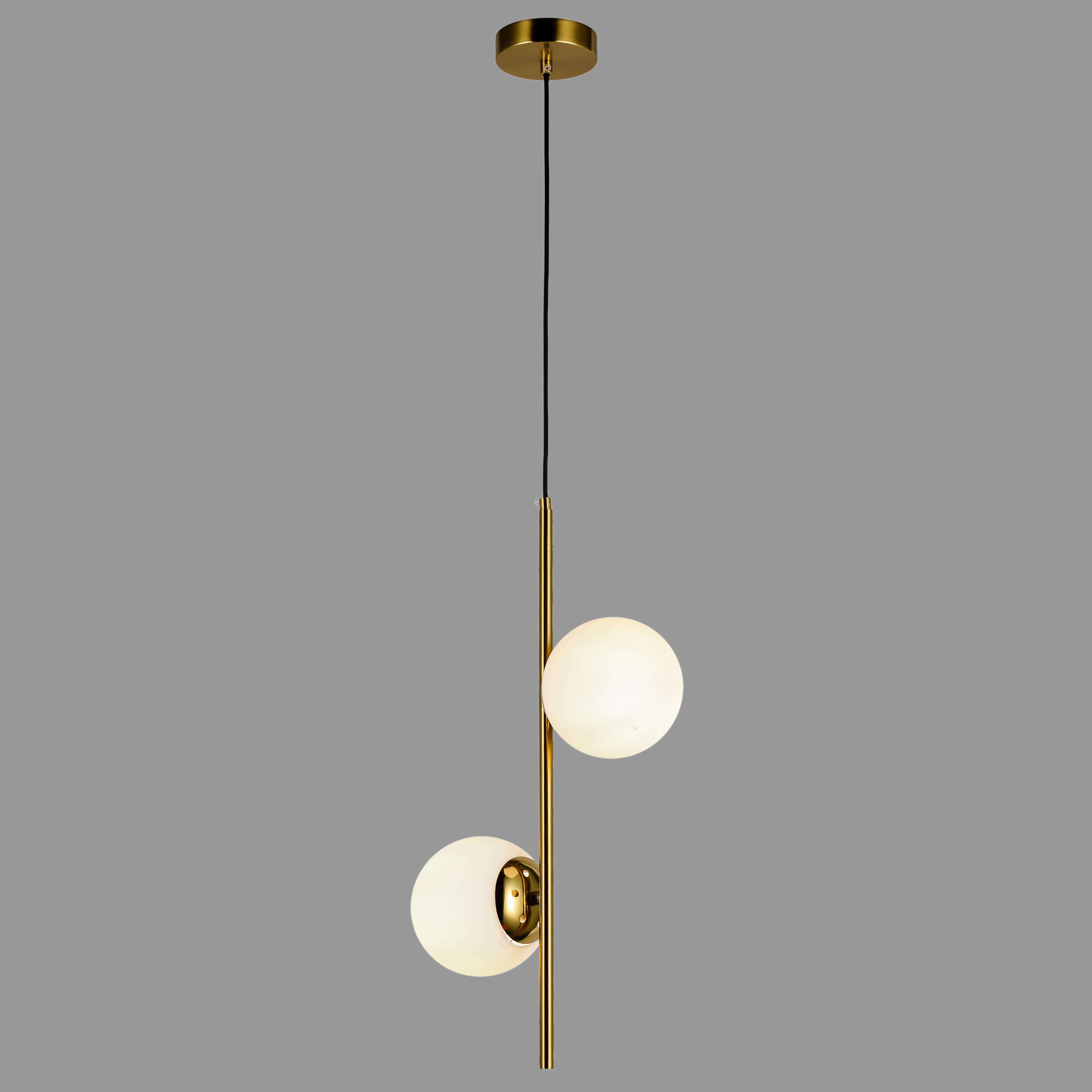 Светильник подвесной на 2 лампы с плафонами 13 см Бронзовый (52-1015-2 BRZ+WH)