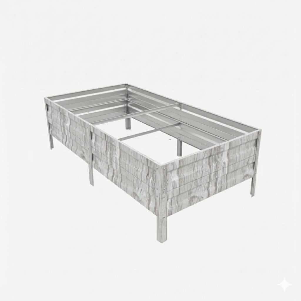 Грядка оцинкованная цинк 0,65 мм 2x1х0,4 м Белый дуб 3д (30238406)