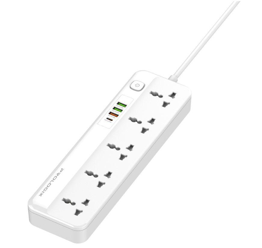 Мережевий фільтр-подовжувач PrologiX Premium PRSC5415W 5 розеток 4 USB PD+QC3.0+2 AUTO ID 2 м - фото 4