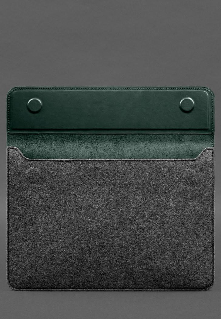 Чехол-конверт с клапаном кожа/фетр для MacBook 16" Crazy Horse Зеленый (A-028246) - фото 6