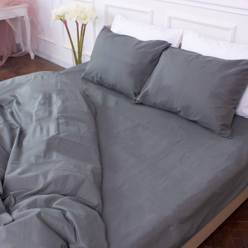 Комплект постельного белья однотонный хлопковый евро 200х220/70х70 см Серый (14825395) - фото 2 Комплект постельного белья однотонный хлопковый евро 200х220/70х70 см Серый (14825395) - фото 2