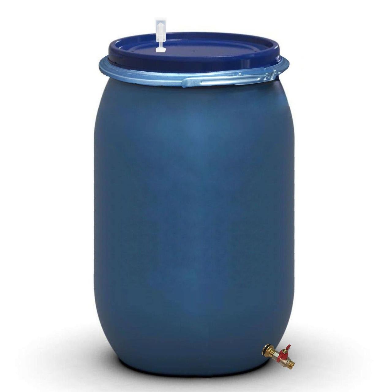Бочка для брожения Litolan с гидрозатвором U металлическим хомутом и латунным сливным краном 1/2" 210 л (2762121М) - фото 1
