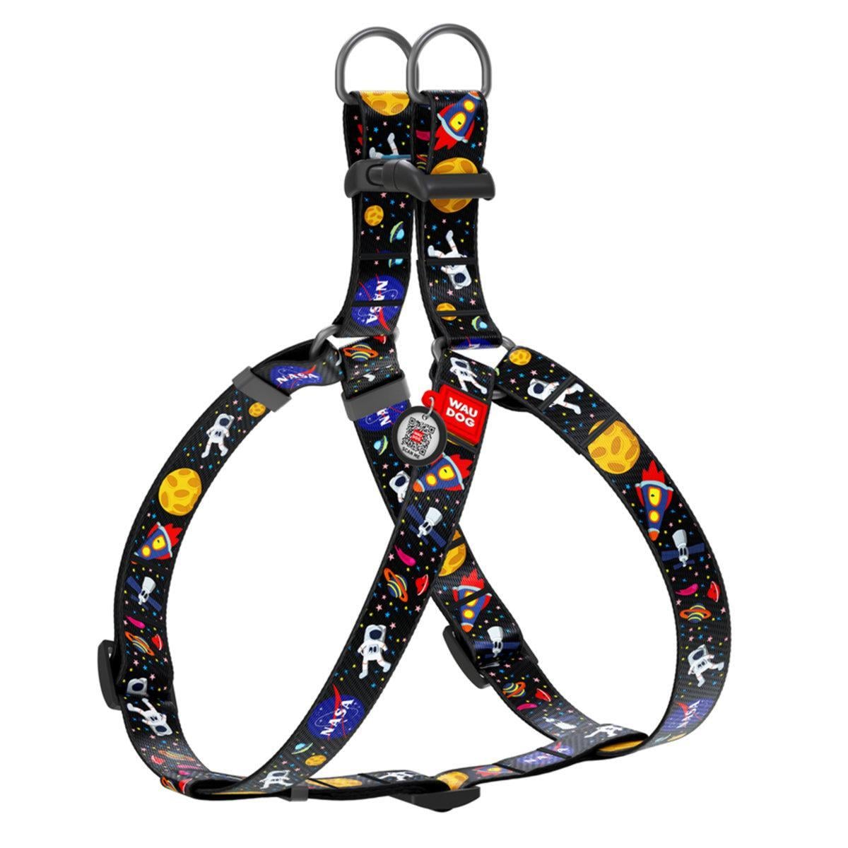 Шлея для собак Waudog Nylon NASA с QR паспортом/пластиковым фастексом 20 мм х 50-80 см (5020 Col)