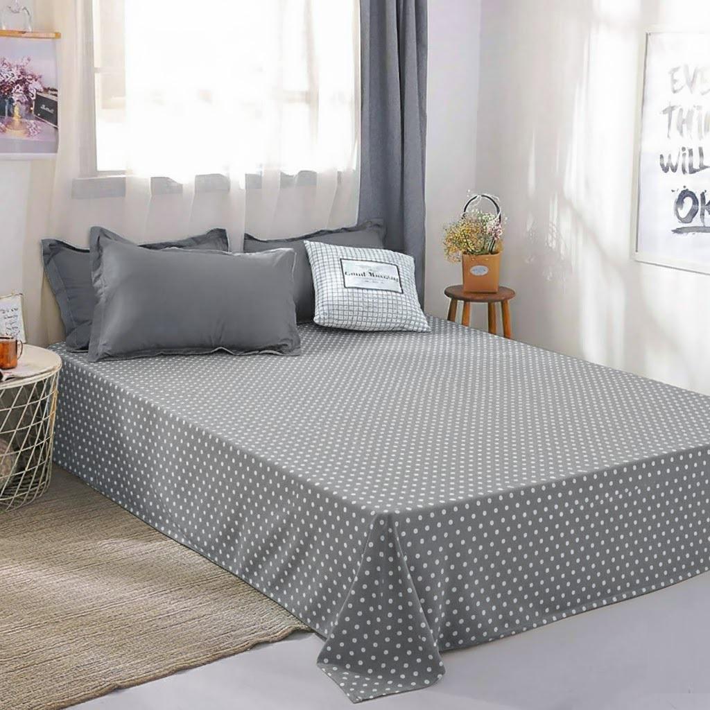 Простынь бязь Zastelli 41 белый горох 200х220 см Серый/Белый
