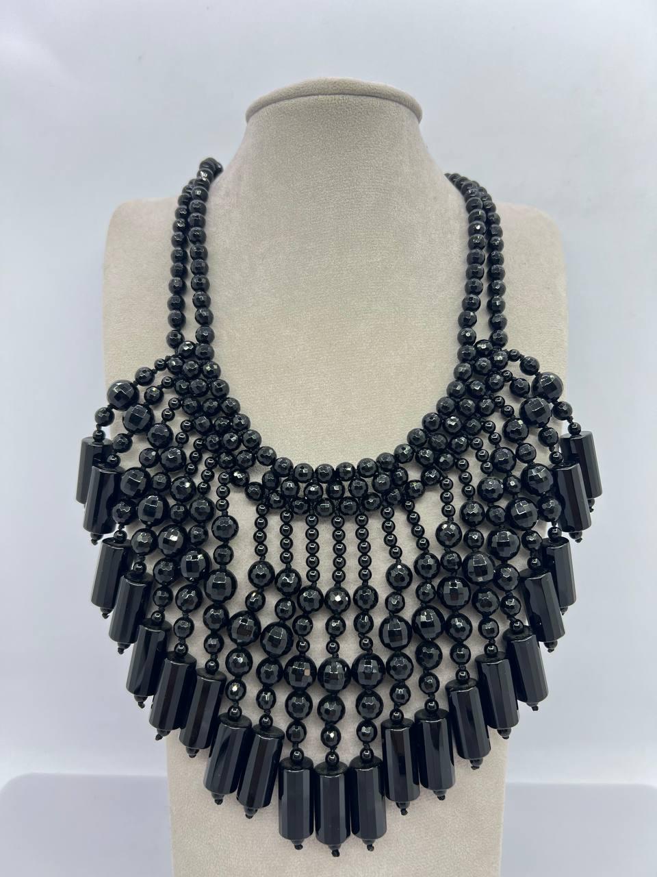 Намисто агат 10 мм 48 см Чорний (11484)