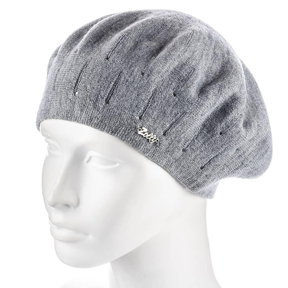 Берет женский Zolly ZH183 двойной со стразами тонкой вязки Серый