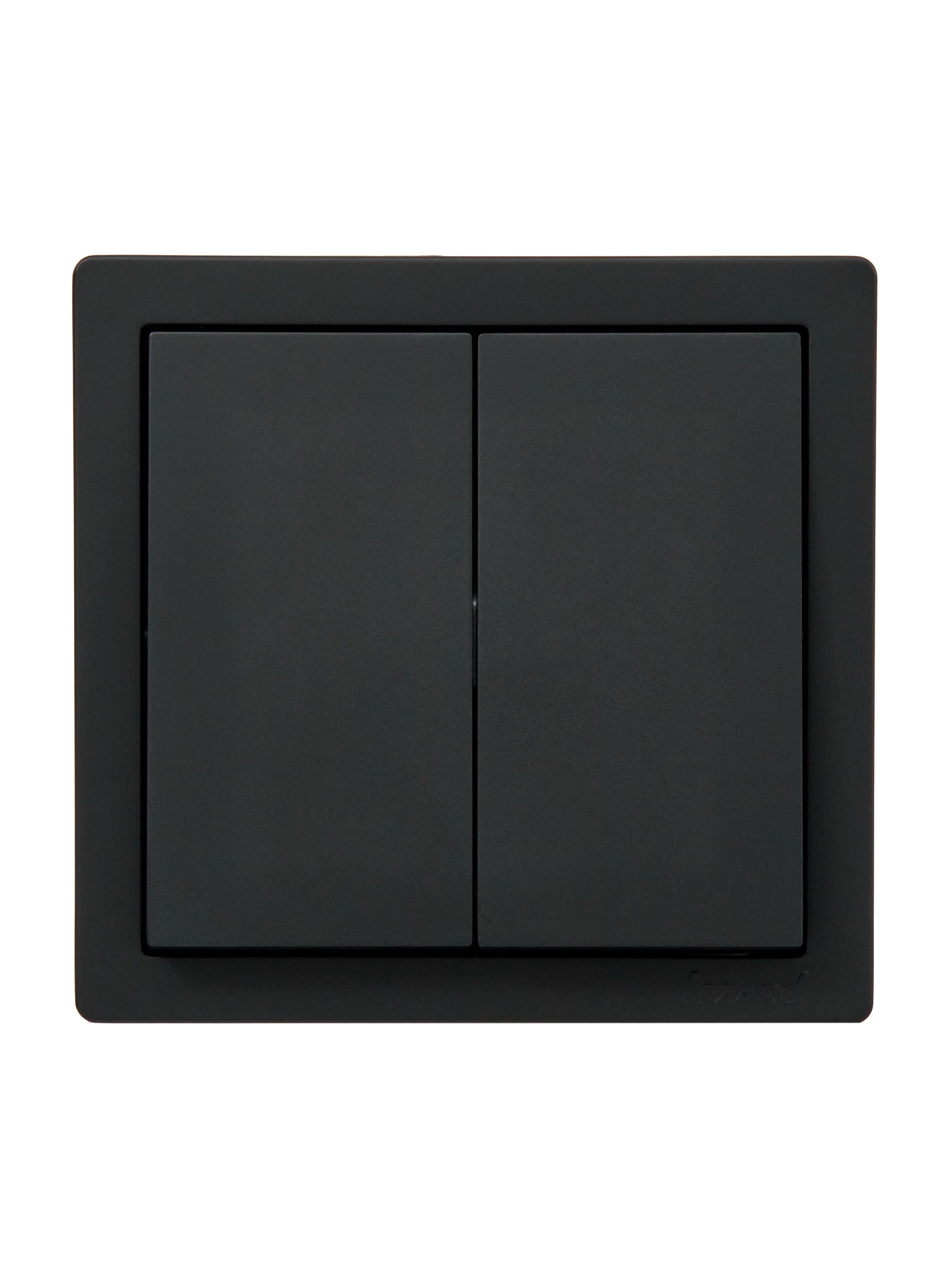 Выключатель двухклавишный Lezard LETO Черный (752-4200-101)