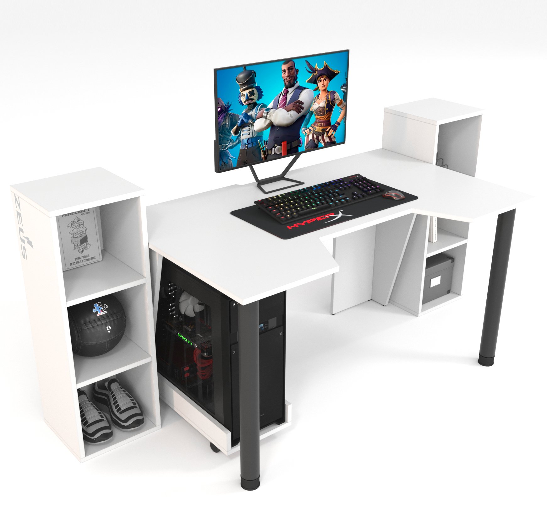 Комп'ютерний стіл ігровий Zeus GAMER-5 Білий (659e7e694570a12ec74b87aa)