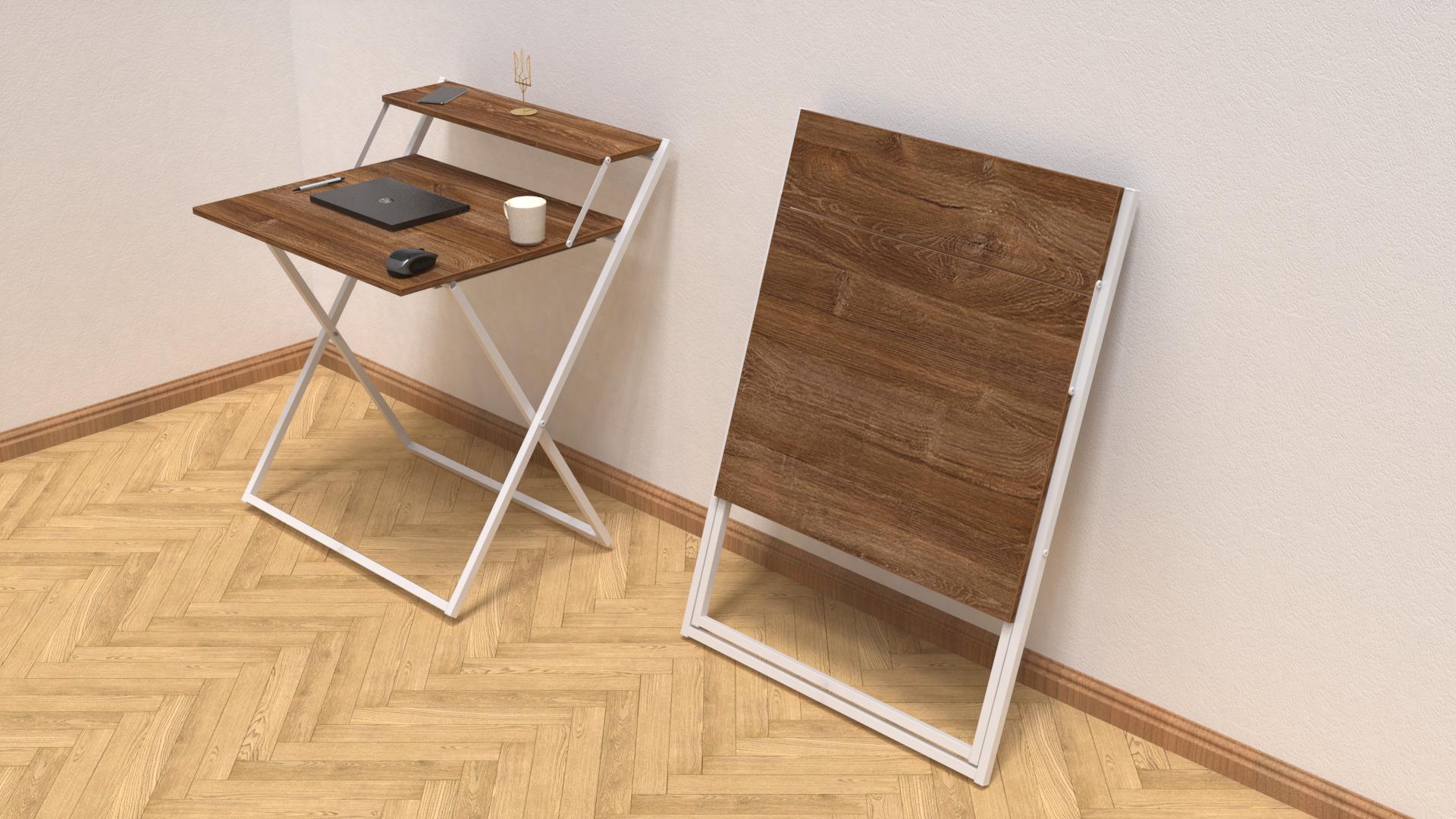 Стіл трансформер комп'ютерний Ferrum-decor Компакт 2 16 мм 750x790x720 мм метал Білий/ДСП Дуб Таверна (KOM213) - фото 4 Стіл трансформер комп'ютерний Ferrum-decor Компакт 2 16 мм 750x790x720 мм метал Білий/ДСП Дуб Таверна (KOM213) - фото 4