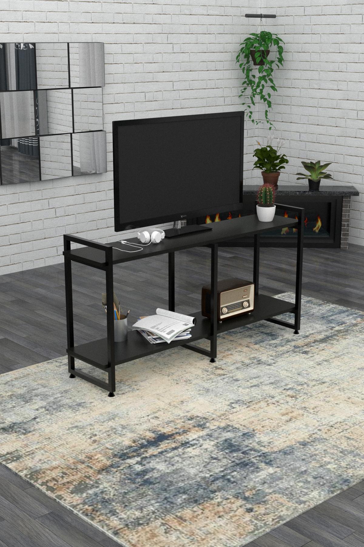 Тумба під телевізор Ecoloft DSP-1168 в стилі лофт Чорний (24582027)