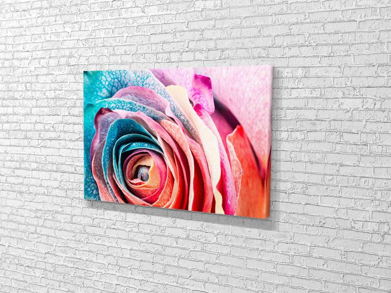Картина для интерьера Разноцветная роза 80x54 см (655)