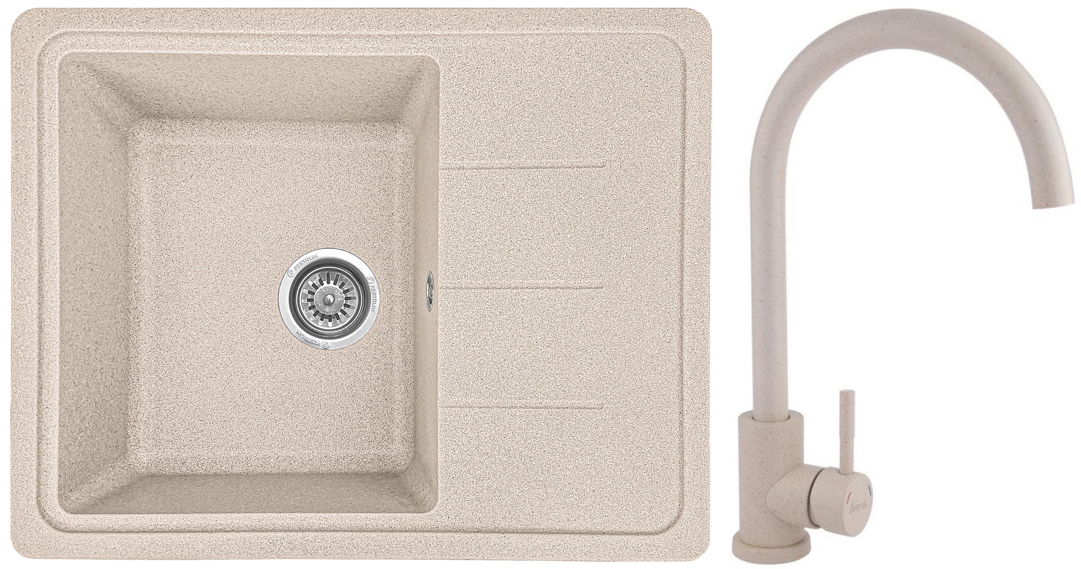 Мойка кухонная Valetti 28 со смесителем 620х500 мм Бежевый