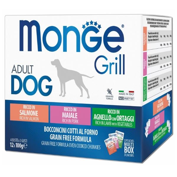 Корм для собак влажный Monge Dog Wet Grill MIX лосось/ягненок/свинина 1200 г (000025688)