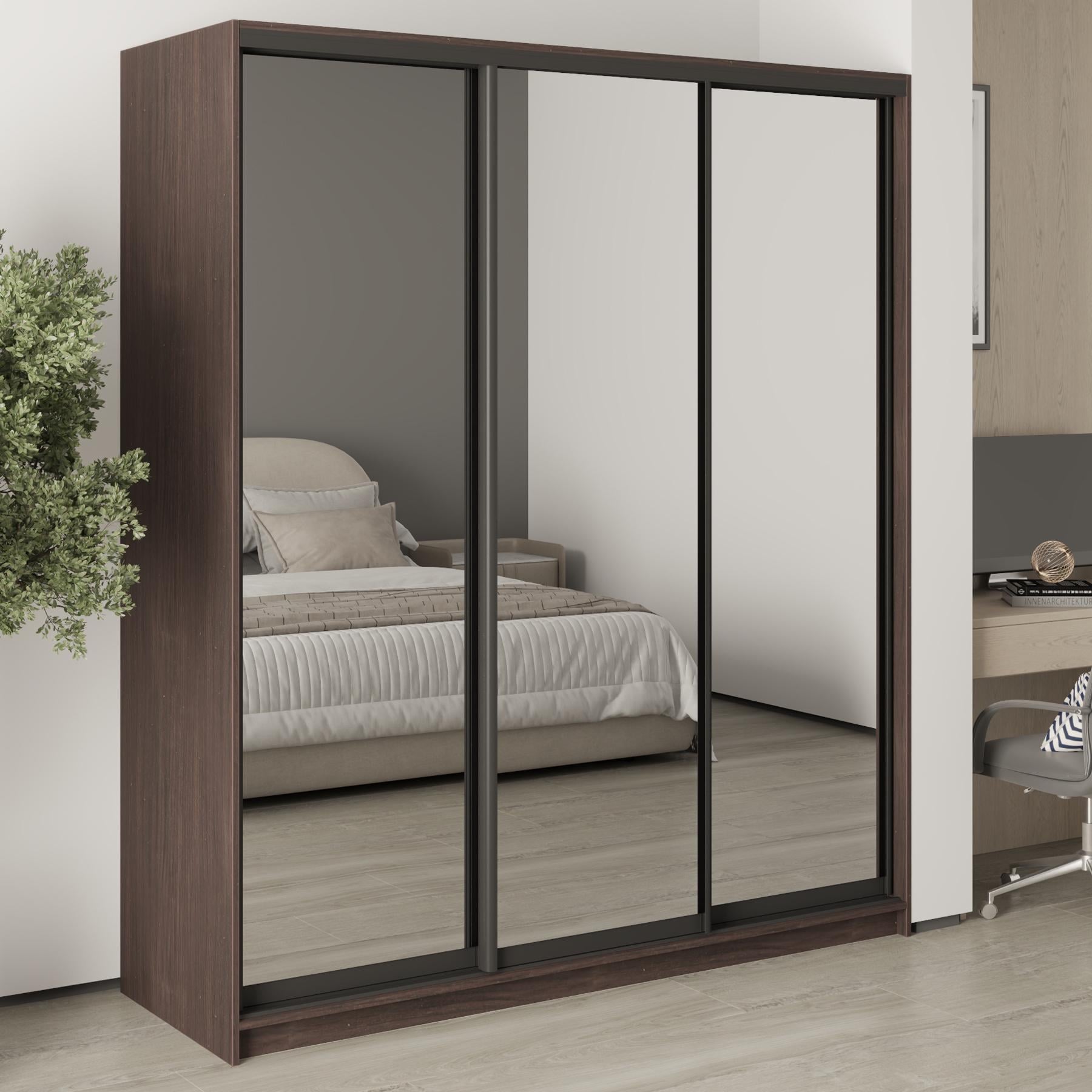 Шкаф-купе трехдверный MebelStar Стандарт BG 3 Зеркала 180x60x210 см Дуб ристрето (MBS-8514)