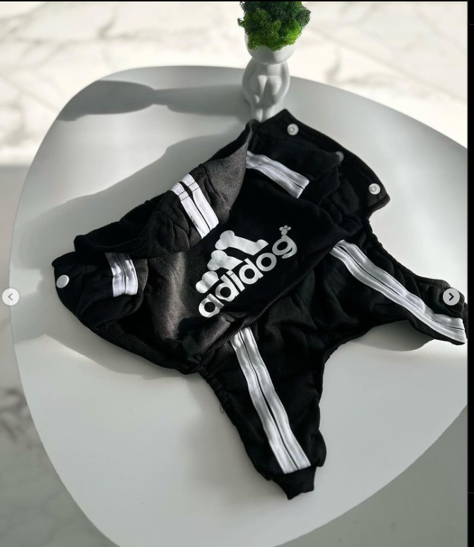 Костюм спортивний для собак з написом "Adidog" S Чорний (1789462317) - фото 2