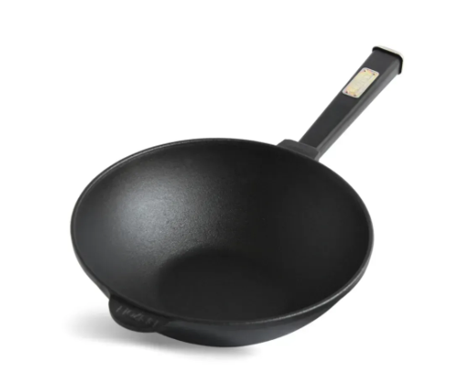 Чавунна сковорода Brizoll WOK з дерев'яною ручкою 2,2 л Black (W24HP1) - фото 2