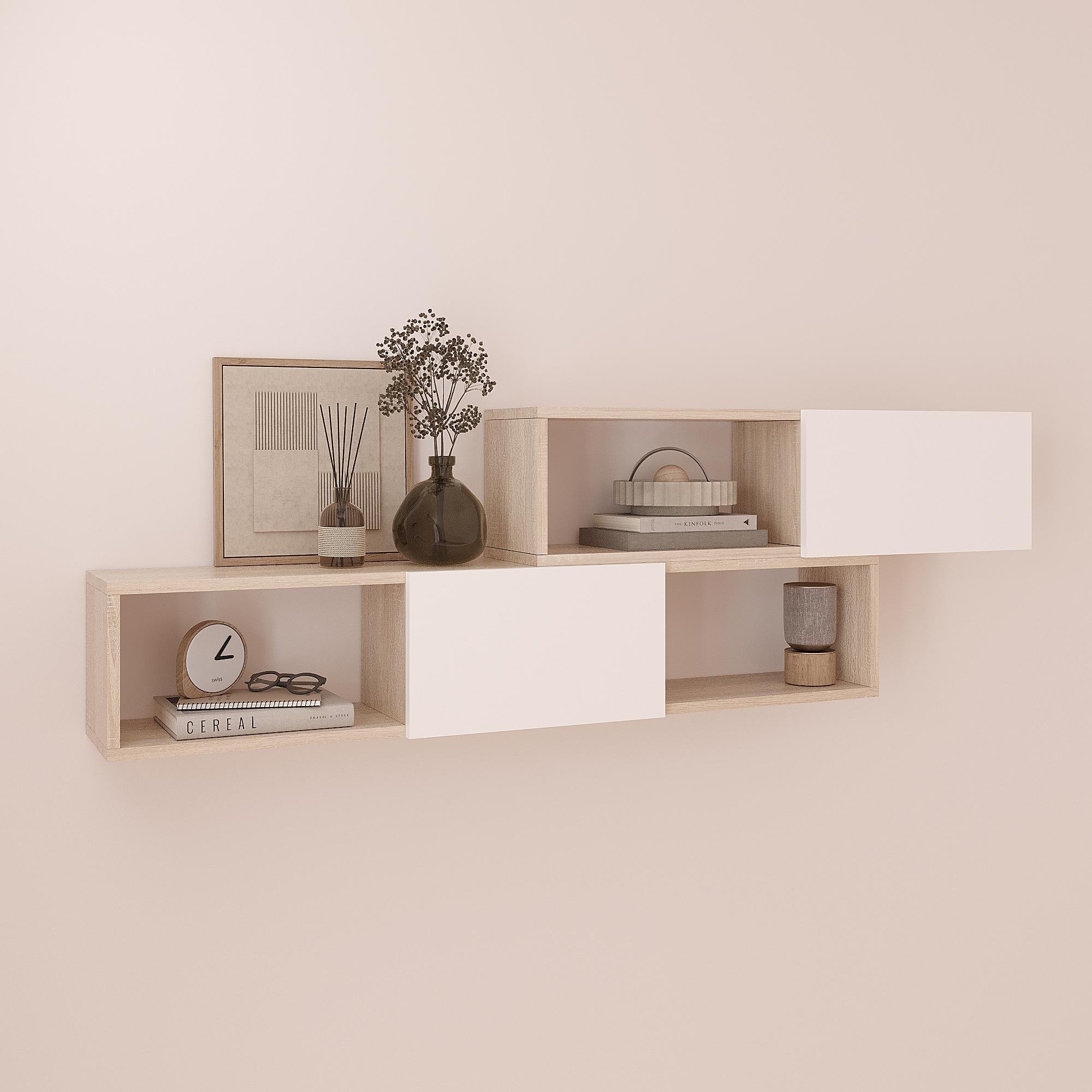 Полка навесная настенная ПК-9 460х1500х220 мм Дуб Сонома/Белый - фото 1 Полка навесная настенная ПК-9 460х1500х220 мм Дуб Сонома/Белый - фото 1