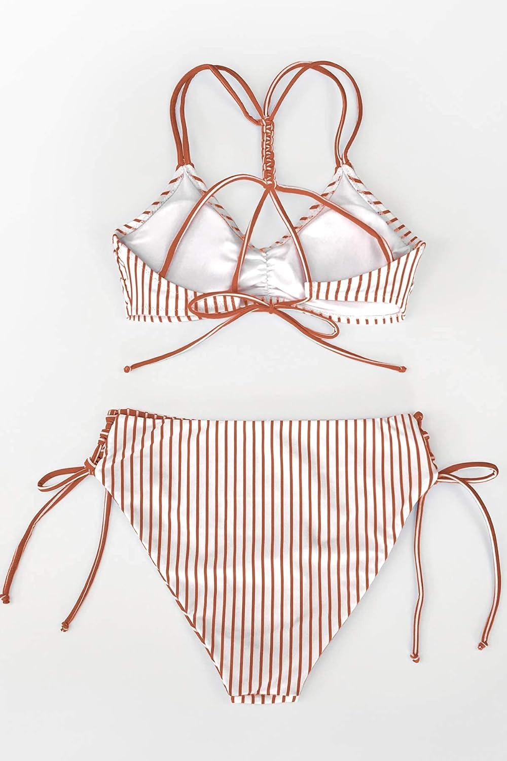 Купальник Cupshe Смужка S Біло-коричневий (ADI4007A) - фото 5 Купальник Cupshe Смужка S Біло-коричневий (ADI4007A) - фото 5