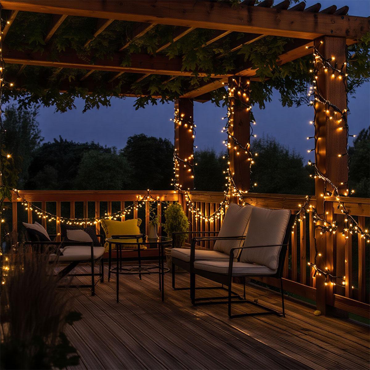 Гирлянда новогодняя уличная 50 м 500 LED с солнечной батареей черный провод Желтый (SB500L50MBY)