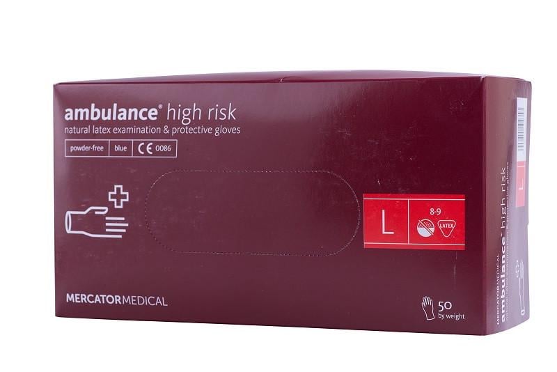 Рукавички Ambulance High Risk латекс підвищеної міцності 25 пар L Синій (RD10011004)