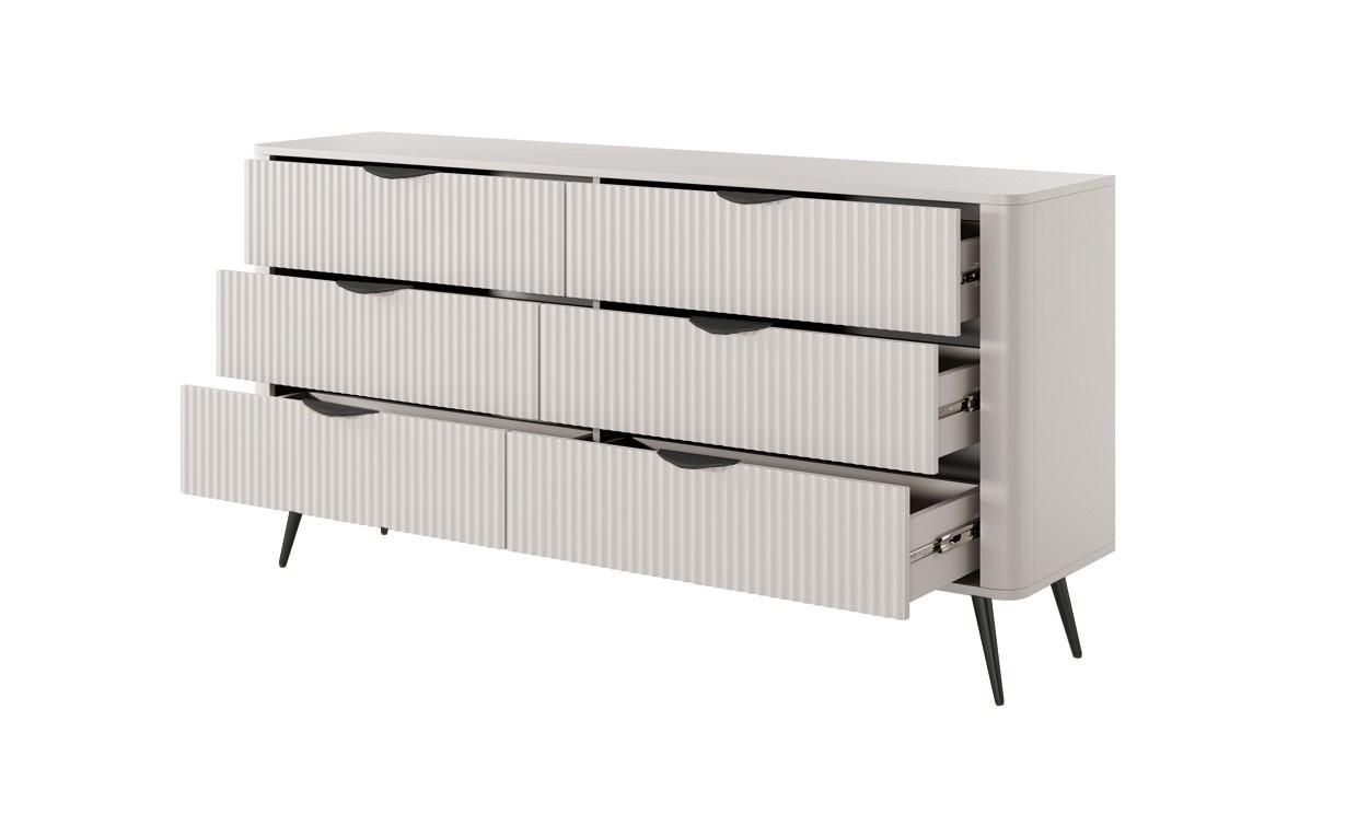 Комод Perfect Home Lante 6S/163 з 6 шухлядами і чорними ніжками Бежевий (PFH-091174) - фото 2 Комод Perfect Home Lante 6S/163 з 6 шухлядами і чорними ніжками Бежевий (PFH-091174) - фото 2