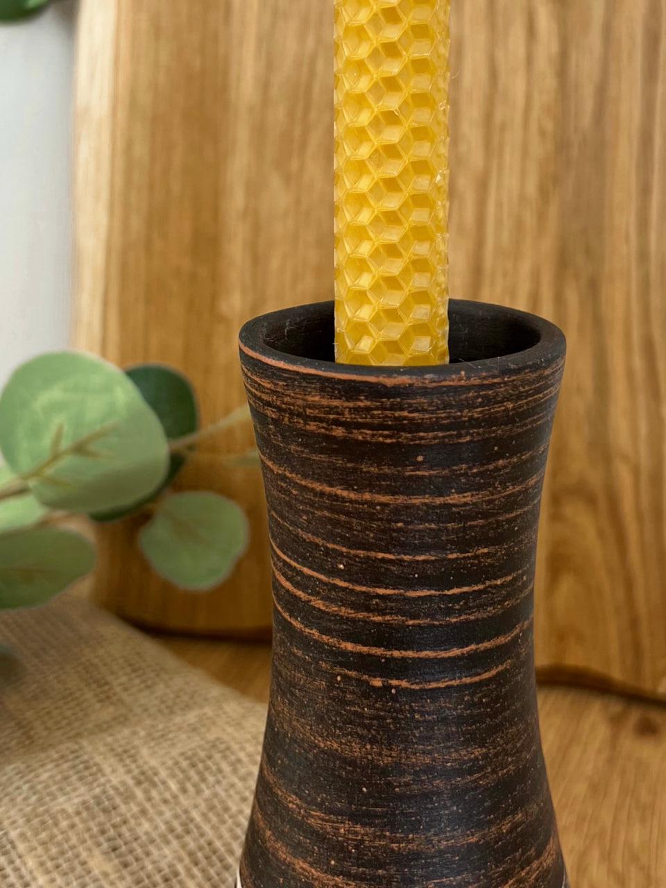 Подсвечник керамический глиняный резной ангоб (3001-1) - фото 6