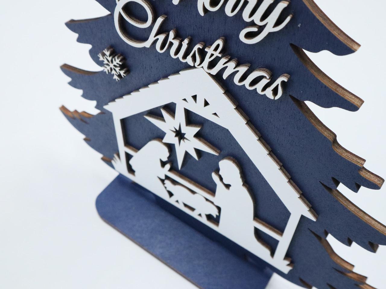 Новогодняя декорация Вертеп деревянная Синий (1313329917) - фото 3