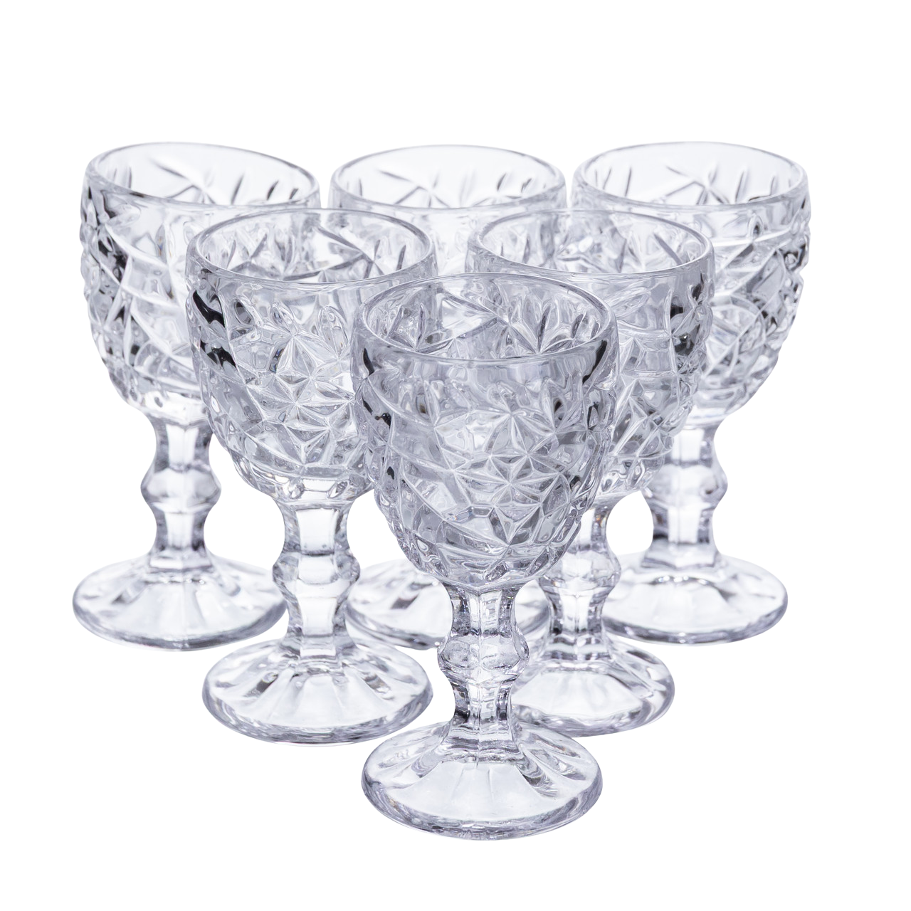 Набор стаканов на ножке для крепких напитков 6 шт. по 50 мл Crushed Ice из толстого стекла на 6 персон 10,5х5 см Прозрачный (HP-19-170)