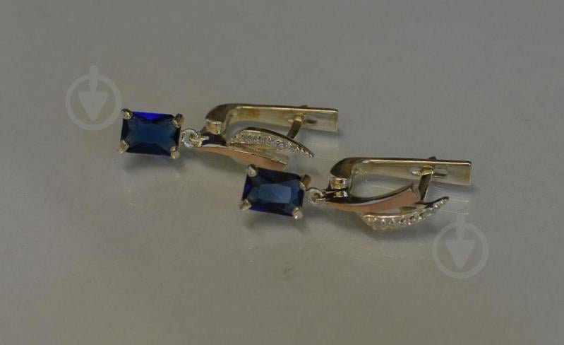 Срібні сережки з сапфіром і фіанітами 100s-3 Танзаніт (Sil-1003)
