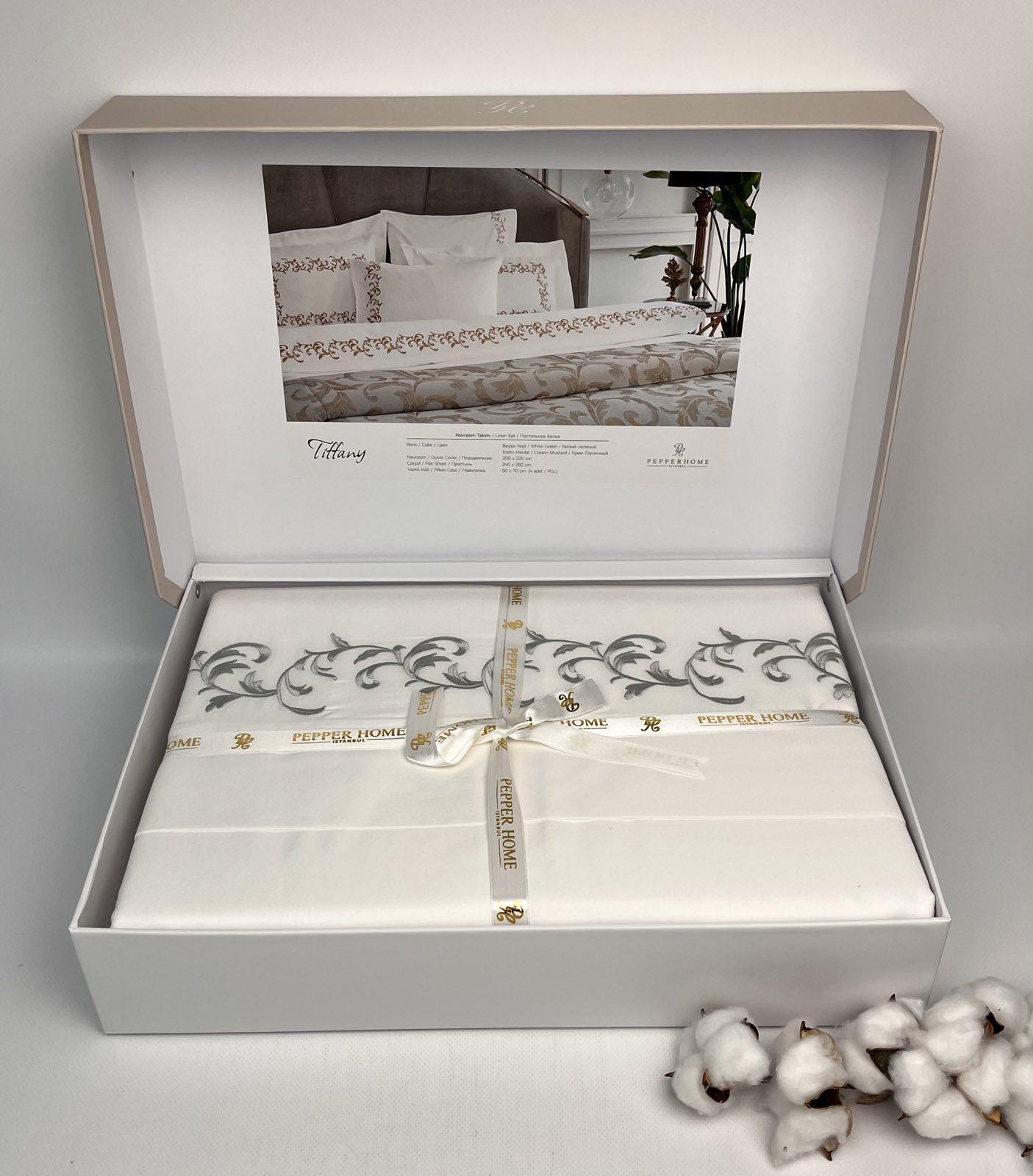 Комплект постельного белья Pepper Home Tiffany 200x220 см White/Green (CN25989)