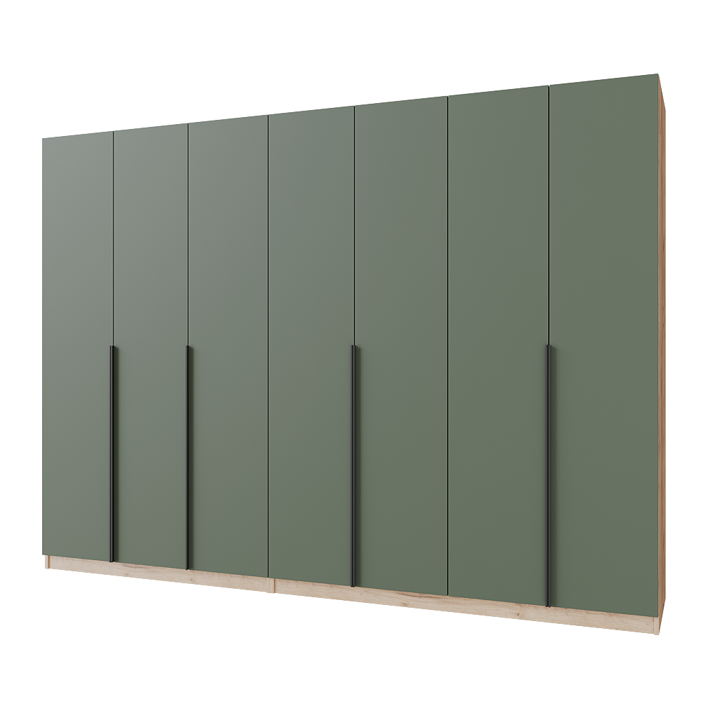 Шкаф распашной с тумбой Меблітренд Чиназес ЧиТ-2800 2800х500х2050 мм Дуб крафт золотой/Зеленый дымчатый (27352750)